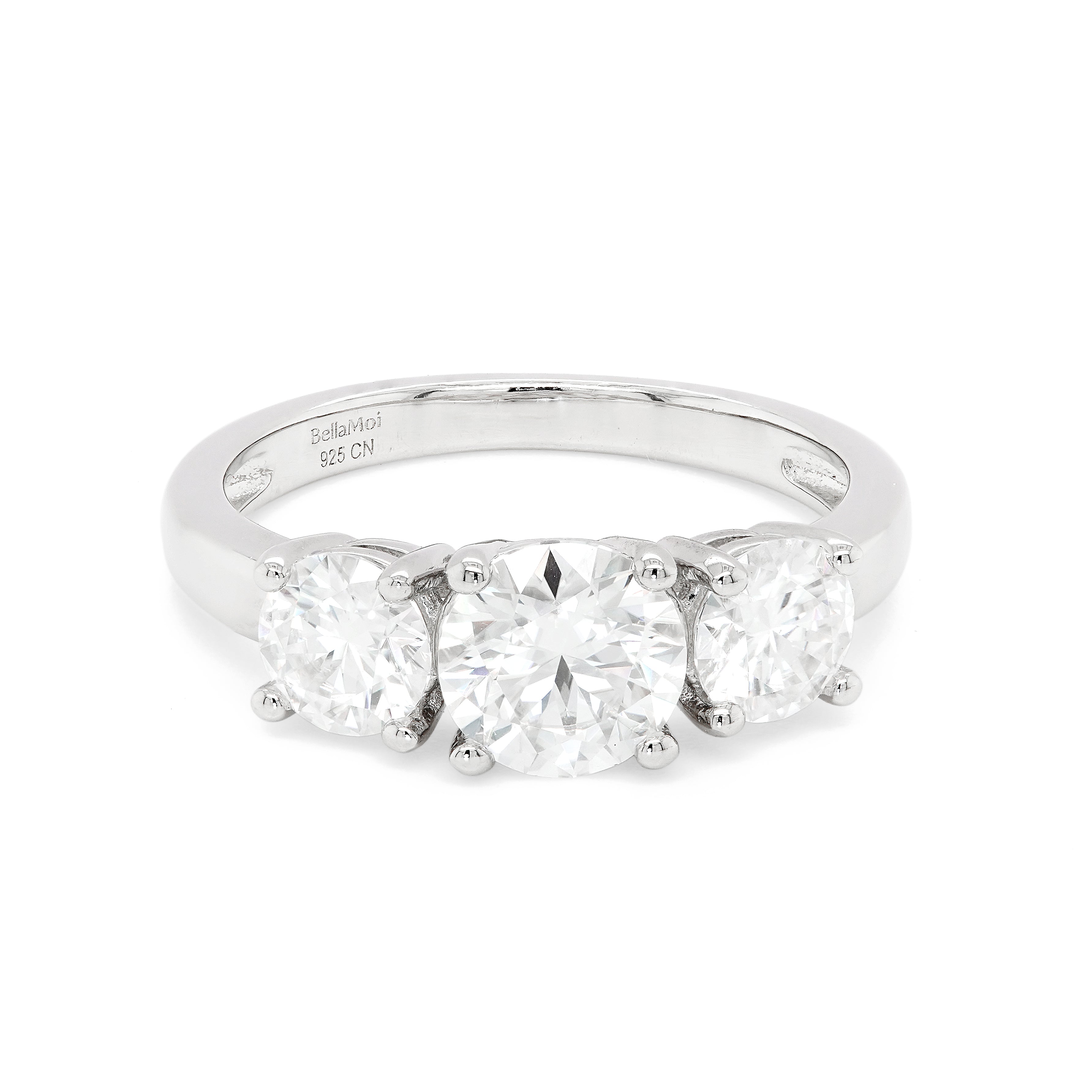 2.00 CTS DEW 3 Stone Moissanite Engagement Ring